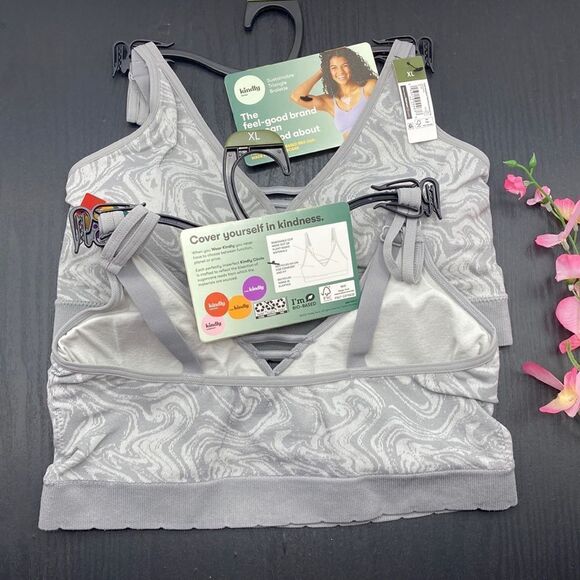 Women’s Sustainable V-Neck Bralette Bra 2-Pack Size XL - Picture 2 of 4